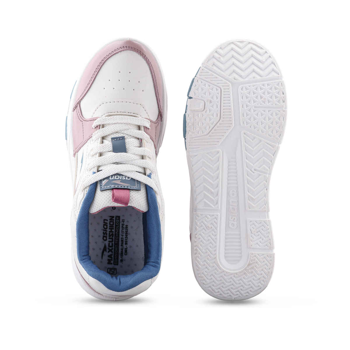 Asian Women's Lace up Sneakers | PETAL-01 | White | UK 9