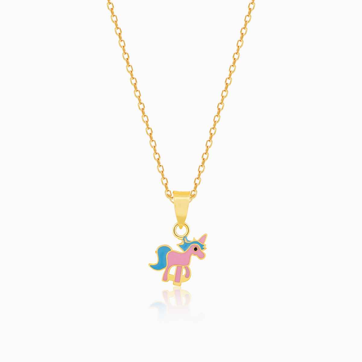 Giva Golden Pie Unicorn Kids Pendant with Link Chain (7-10 yrs) | PD0621