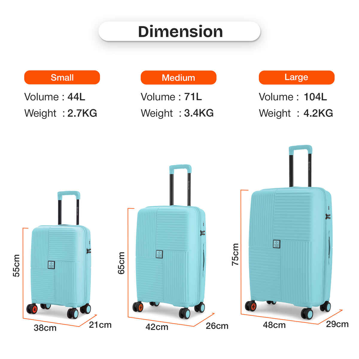 Nasher Miles Singapore Check-In Hard Sided Polypropylene- 28 Inch - 75 cm Trolley Bag- Light Blue