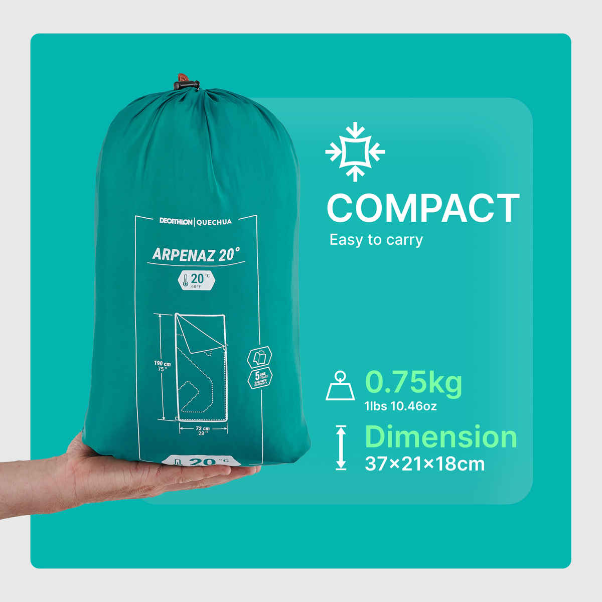 Decathlon | Quechua Polyester 9 L Sleeping Bag - Green