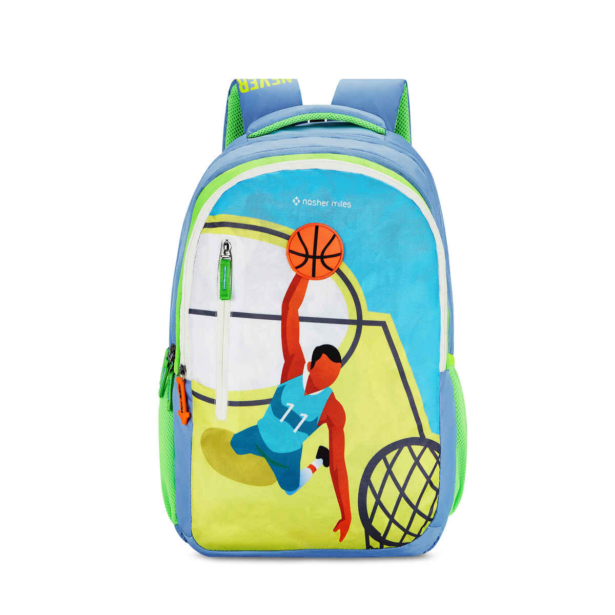 Nasher Miles Basketball Backpack- Unisex-3 Compartment College Bag- Cyan Green- 45L