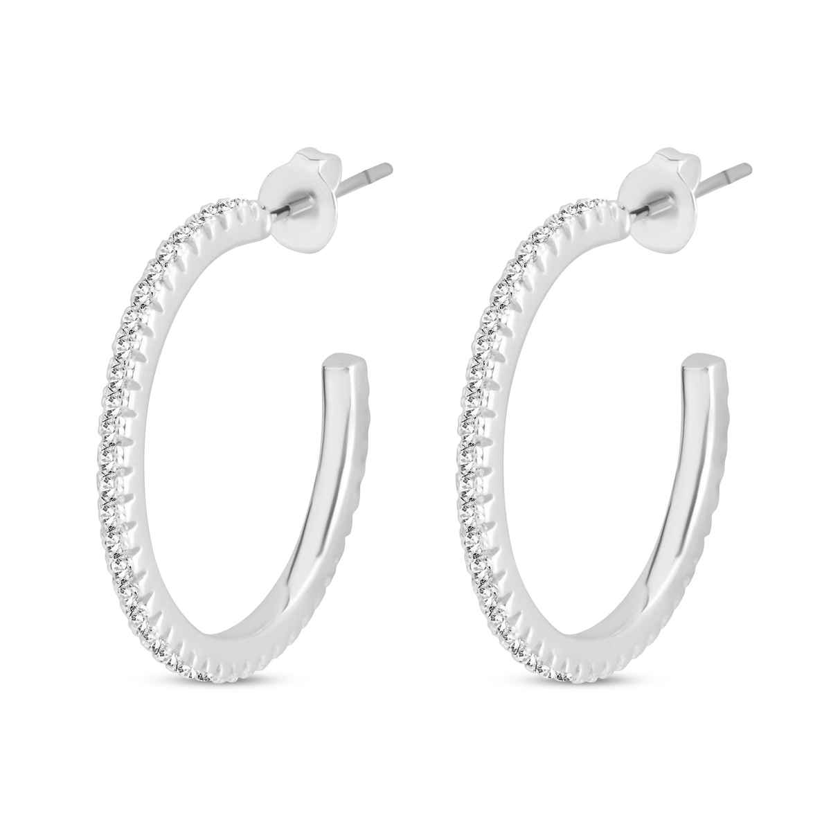Accessorize London Women Sterling Silver-plated Cubic Zirconia Sparkle Hoops Earrings