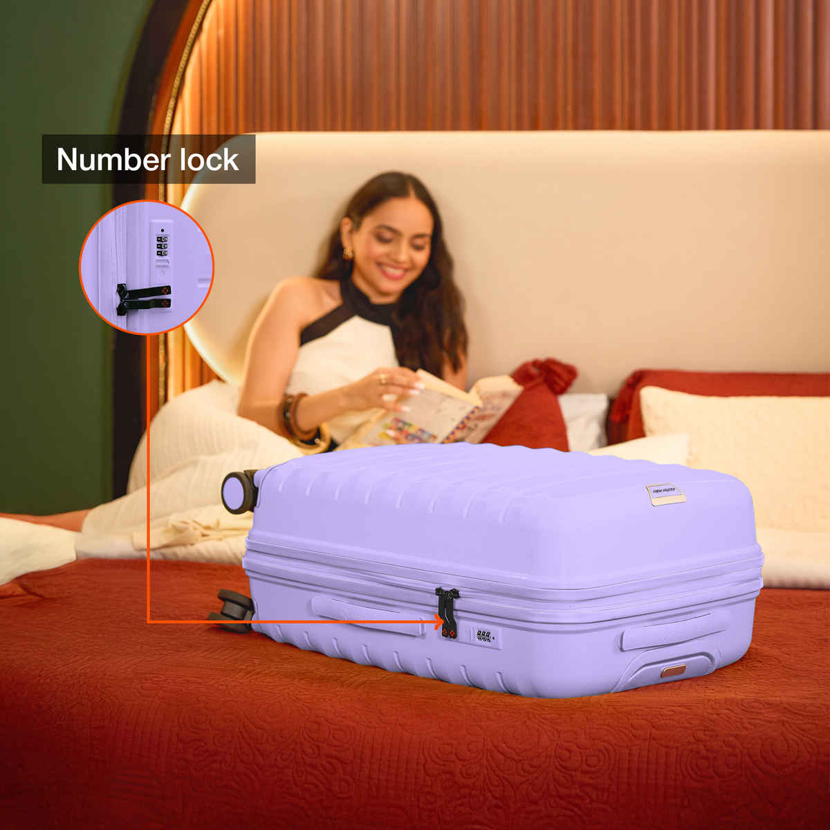 Nasher Miles Vienna Check-In Hardside Polypropylene- 55 and 65 cm Trolley Bag- Purple