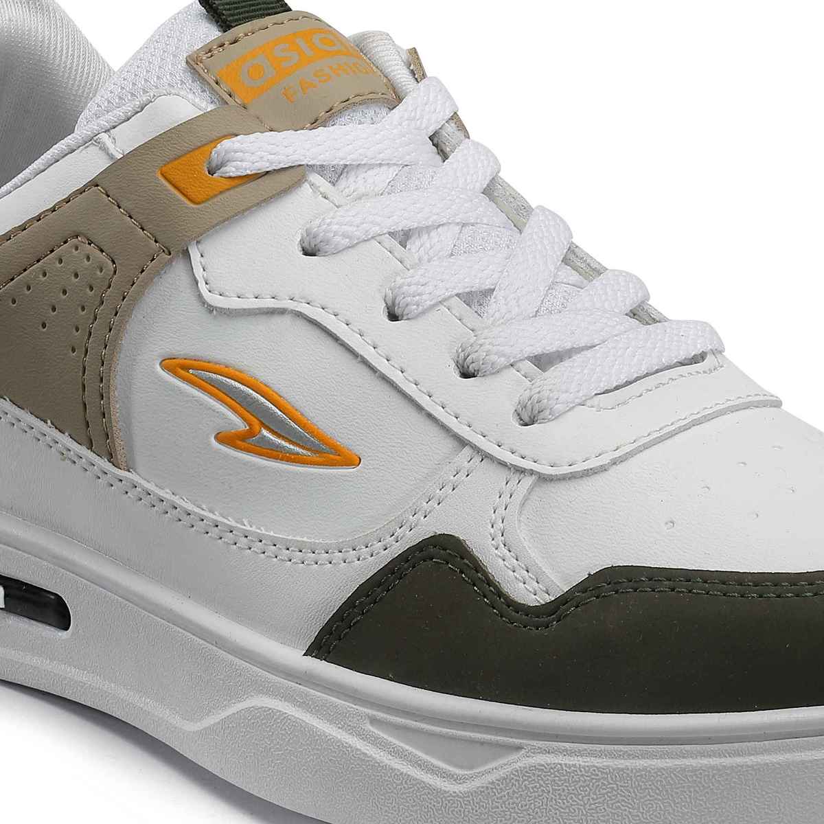 Asian Boston-01 Men Sneakers White-Mehandi-Beige (UK-6)