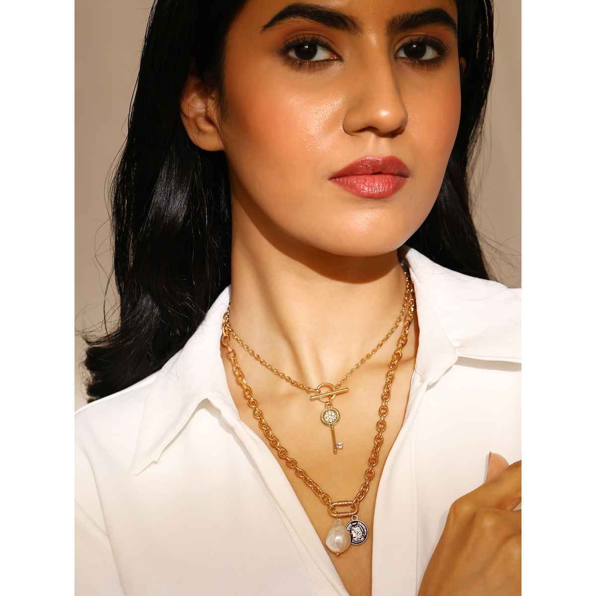 Priyaasi Gold Plated Key Locket Necklace