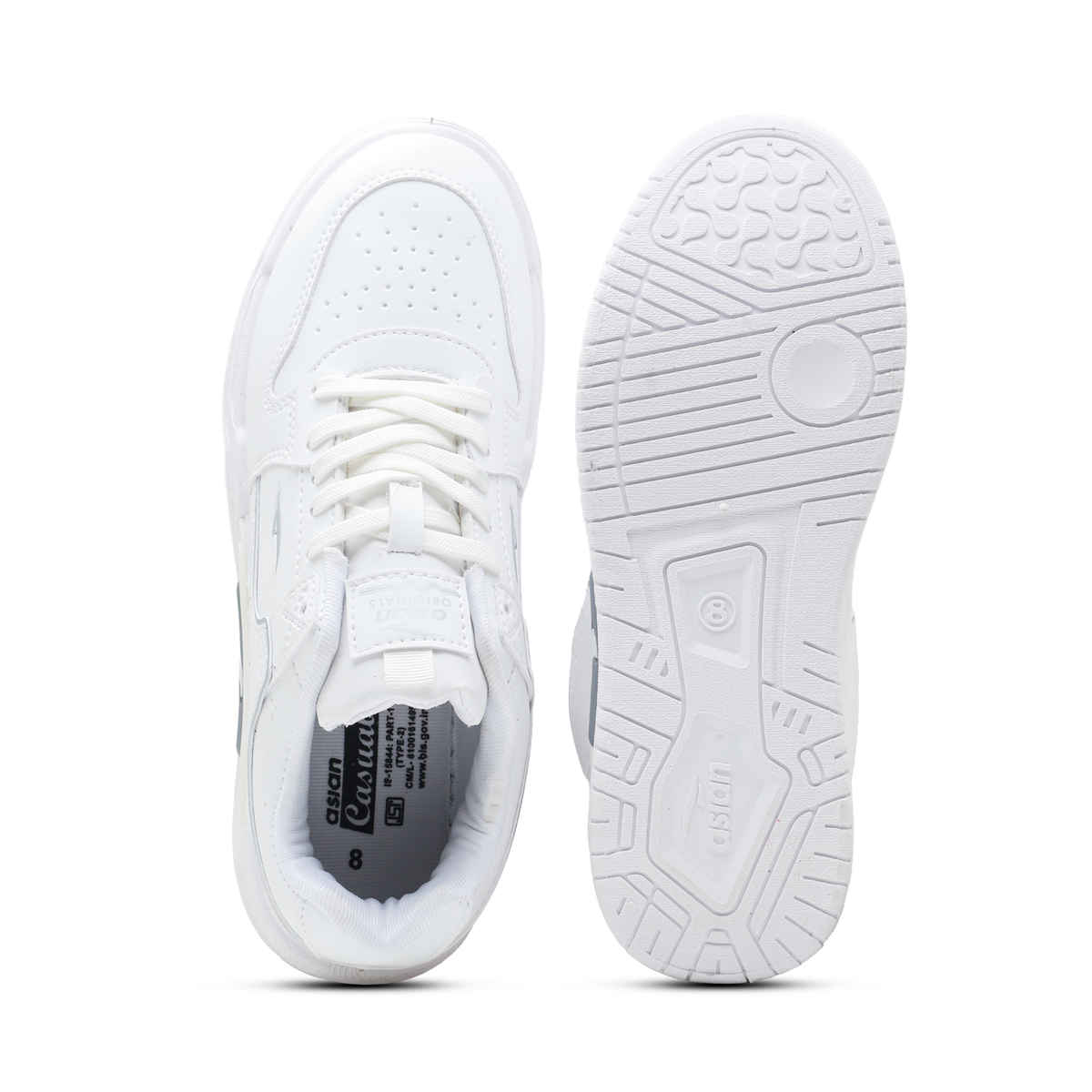 Asian Men's Lace up Sneakers | SHADOW-01 | White | UK 8