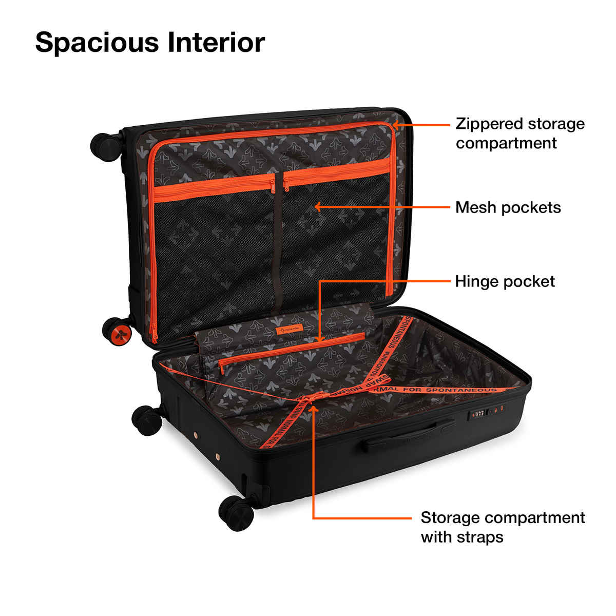 Nasher Miles Coorg Check-In Hard Side Polypropylene (55 & 65 cm) Trolley Bag (Black)