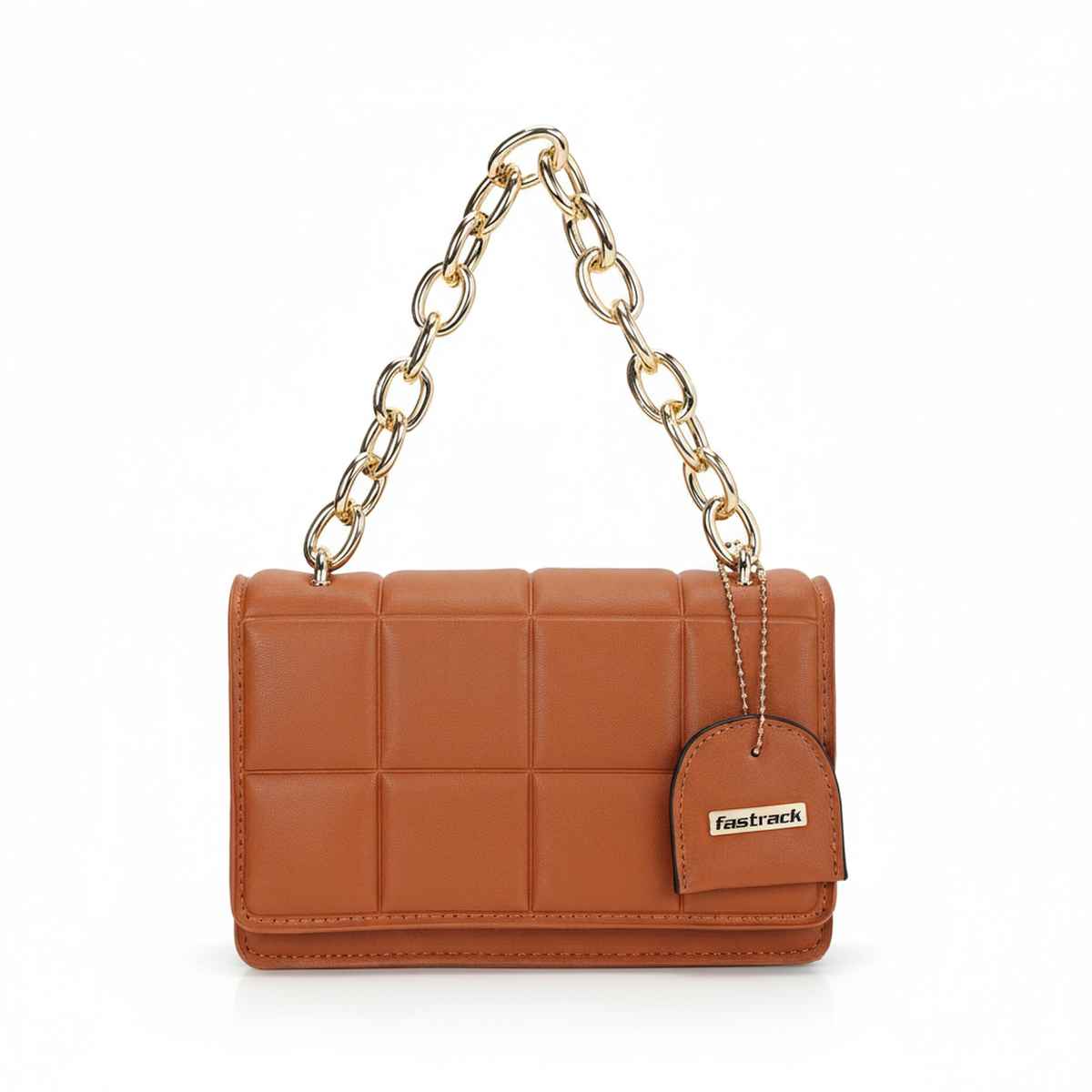Fastrack Quilted Pattern Sling Bag for Women | Tan