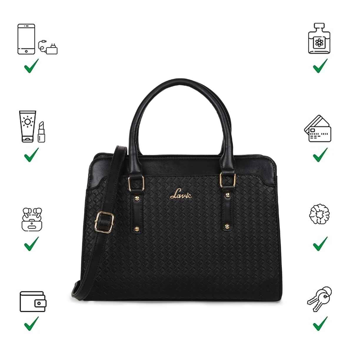 Lavie Women's 3 Compartment Hand Bag | Black