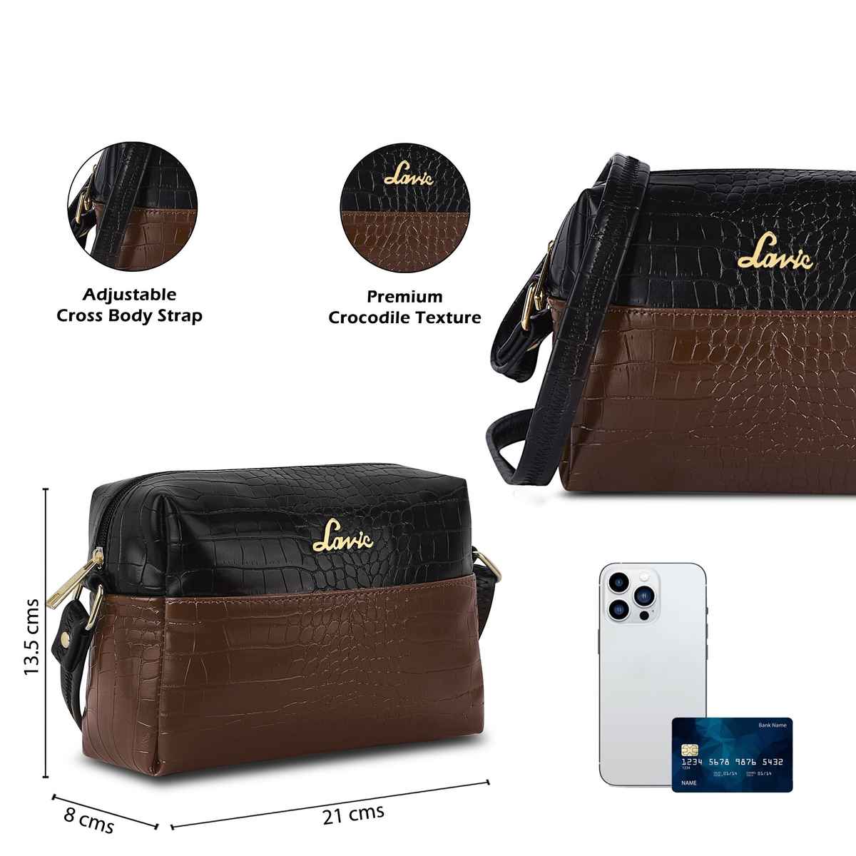 Lavie Women's Tina Cross Body Sling Bag | Ladies Purse Handbag | Brown