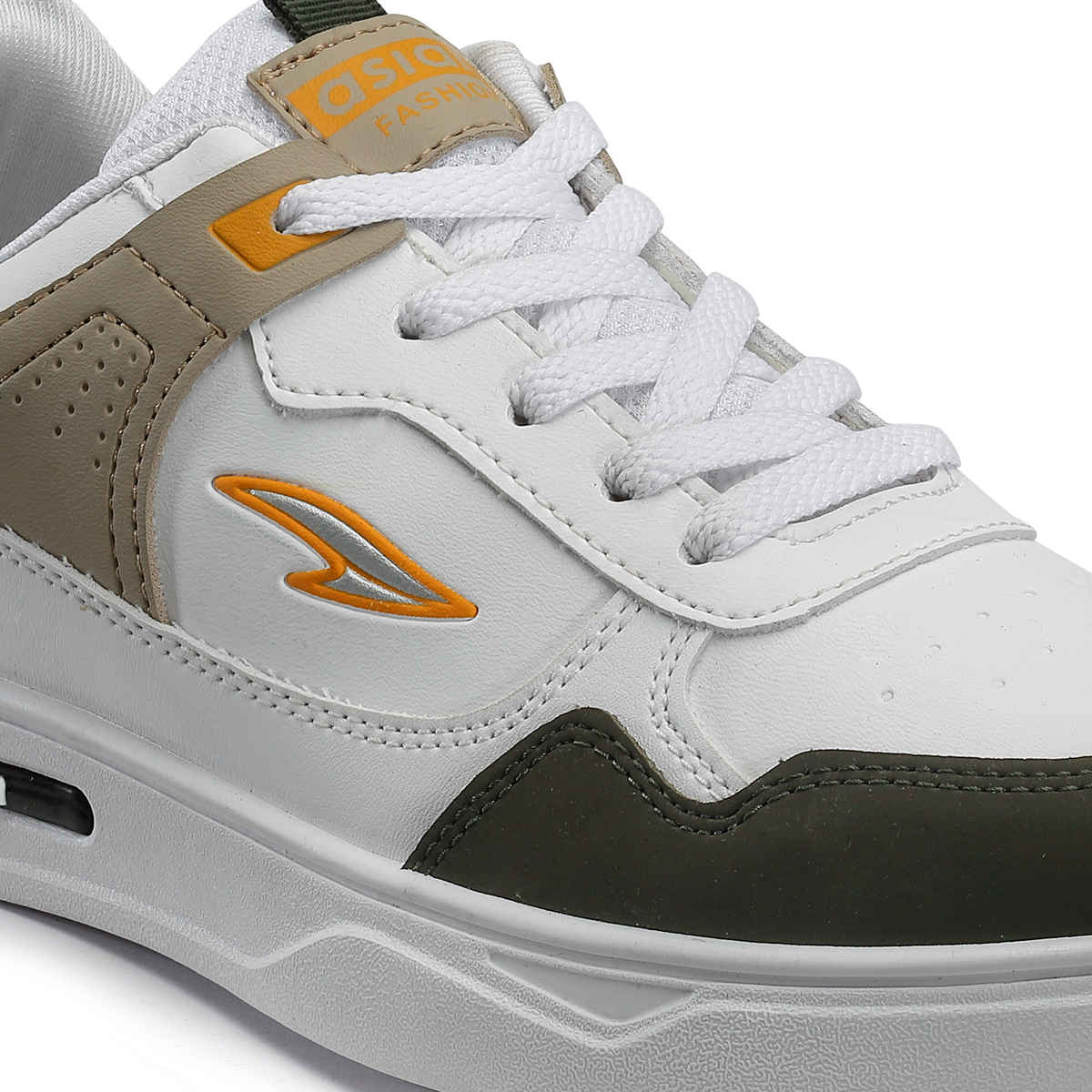 Asian Boston-01 Men Sneakers White-Mehandi-Beige (UK-7)