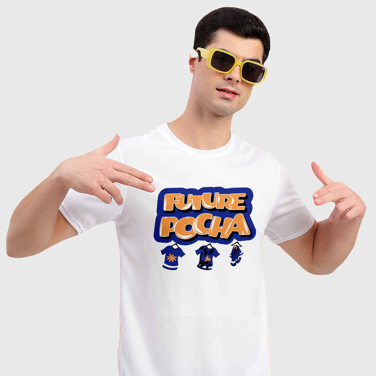 Freecultr Unisex Printed T-shirt Future Pocha | White | L