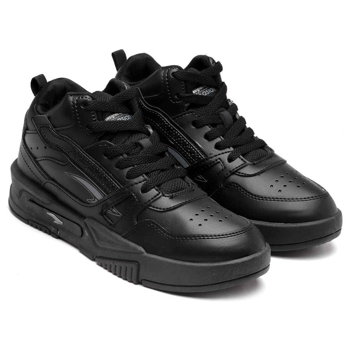 Asian Men s Mexico-11 Full Black Hightop Sneakers | UK-9