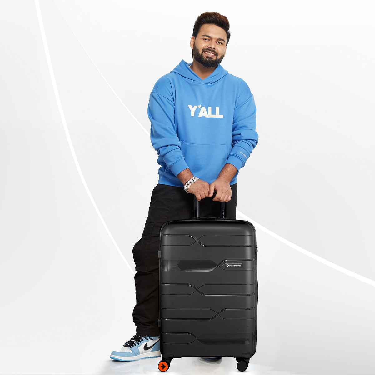 Nasher Miles Paris Check-In Hard-Sided Polypropylene Luggage 24 Inch-65 cm Trolley Bag - Black