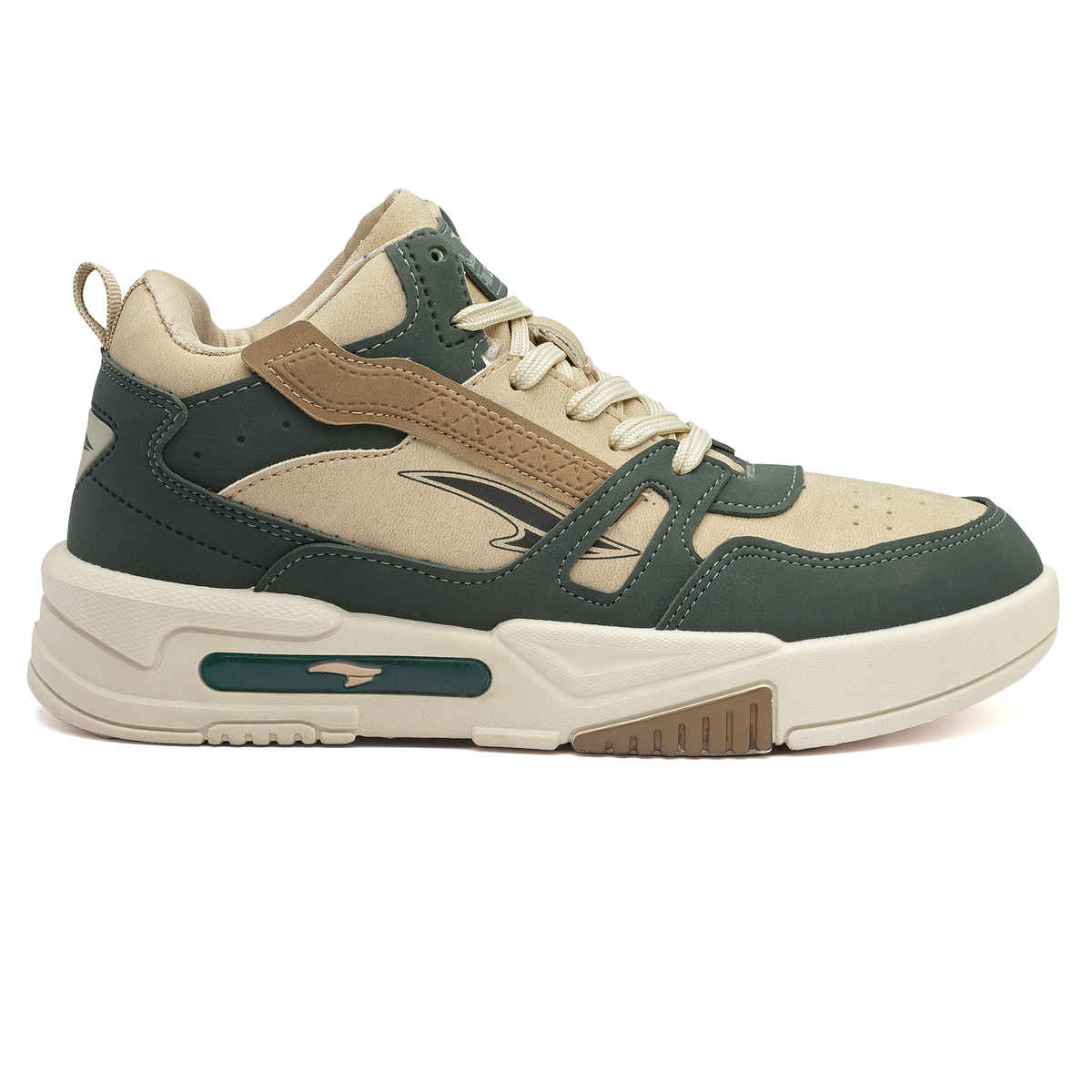 Asian Men's Mexico-11 Beige Leaf Green High Top Sneakers UK-10