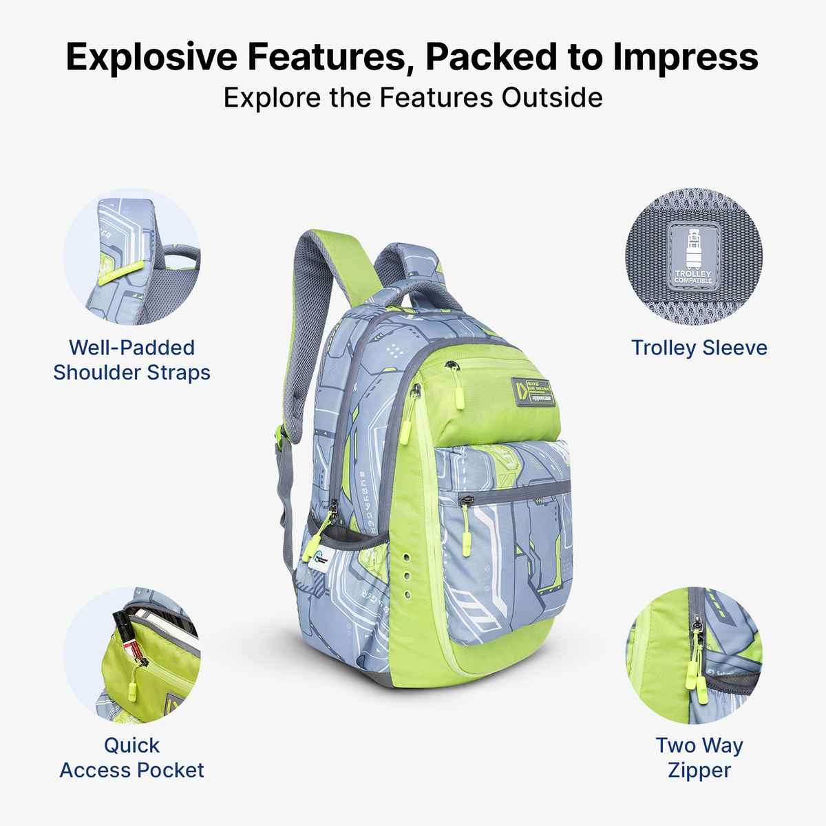 Uppercase Unisex Polyester 20 L Top Handle Laptop Backpack | Grey