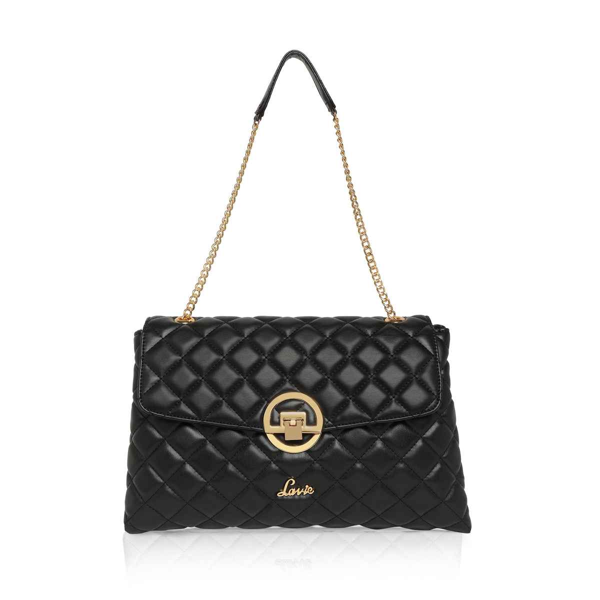 Lavie Women's Quilt Eden Flap Satchel Handbag | Ladies purse | Shoulder Bag | Black