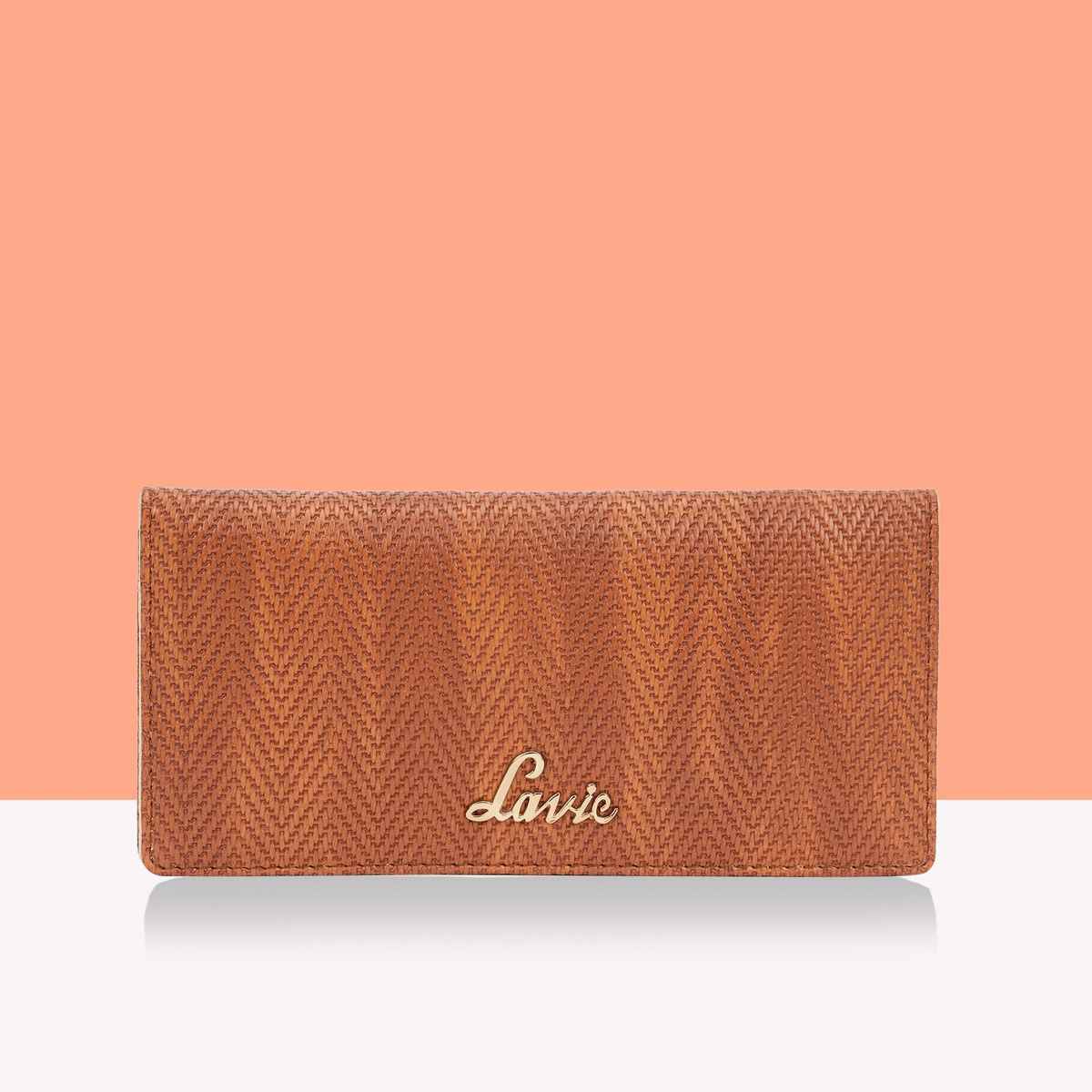 Lavie Herring Safain Women'S Bifold Clutches - Brown (1pc) & Accessorize London Women'S Preppy Sunglasses | Brown (1pc) & Sohi Peach Gold Plated Contemporary Drop Earrings (1pc) Combo