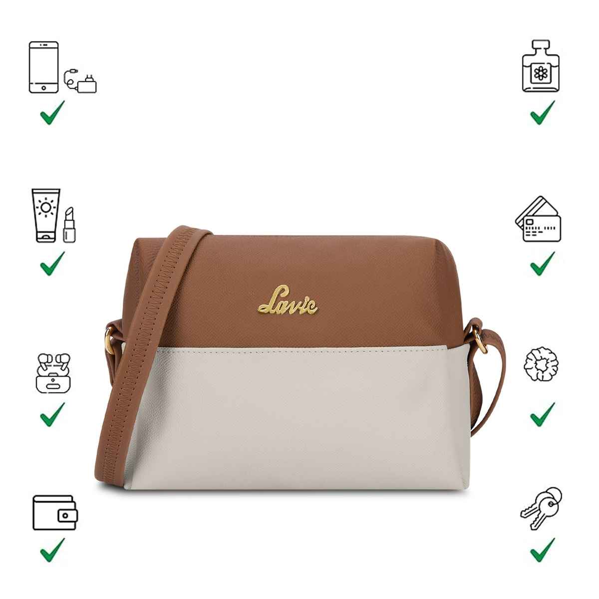 Lavie Women's Ellen Horizontal Cross Body Sling Bag | Ladies Purse Handbag | Off White