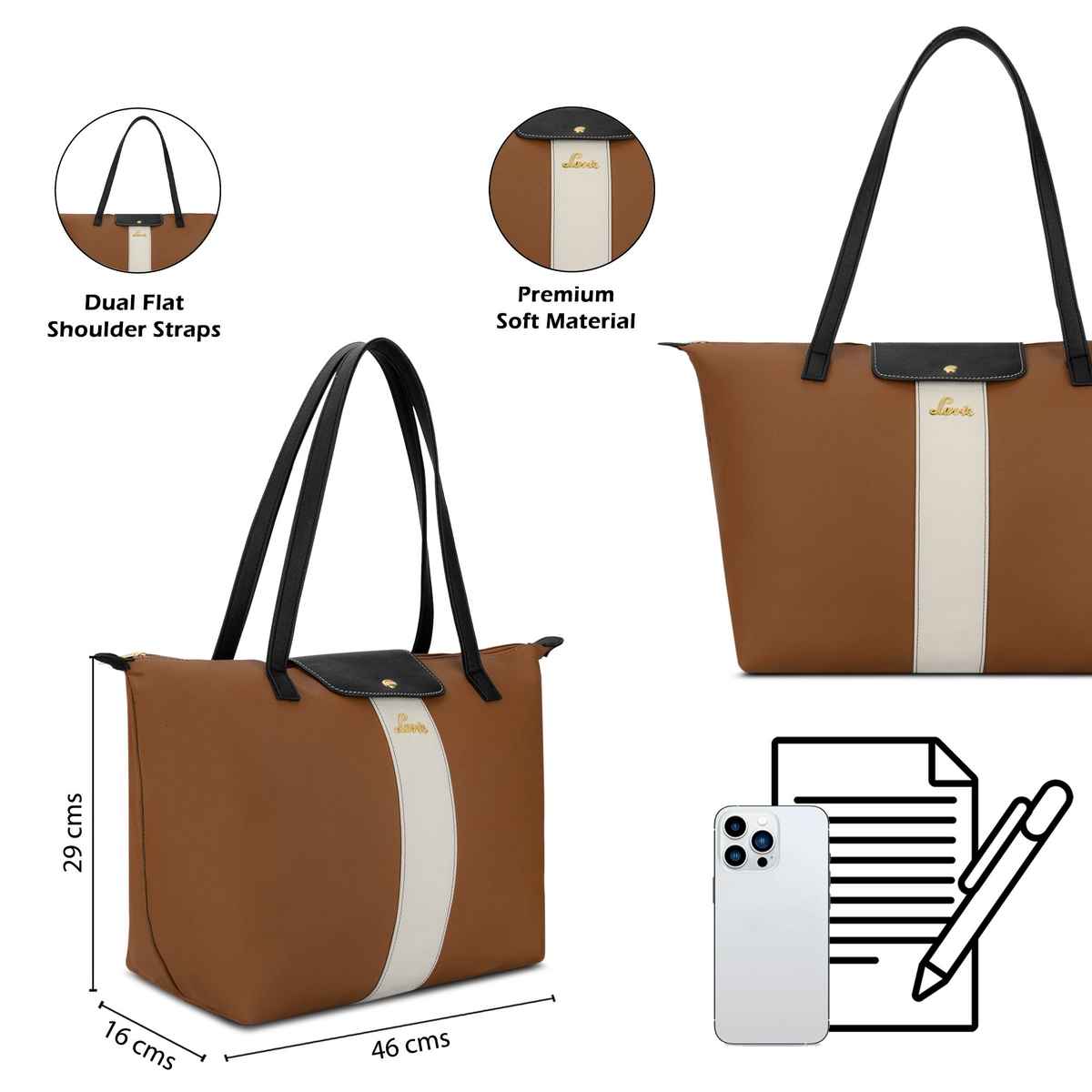 Lavie Women's Colourblock Vincy Tote Handbag | Tan