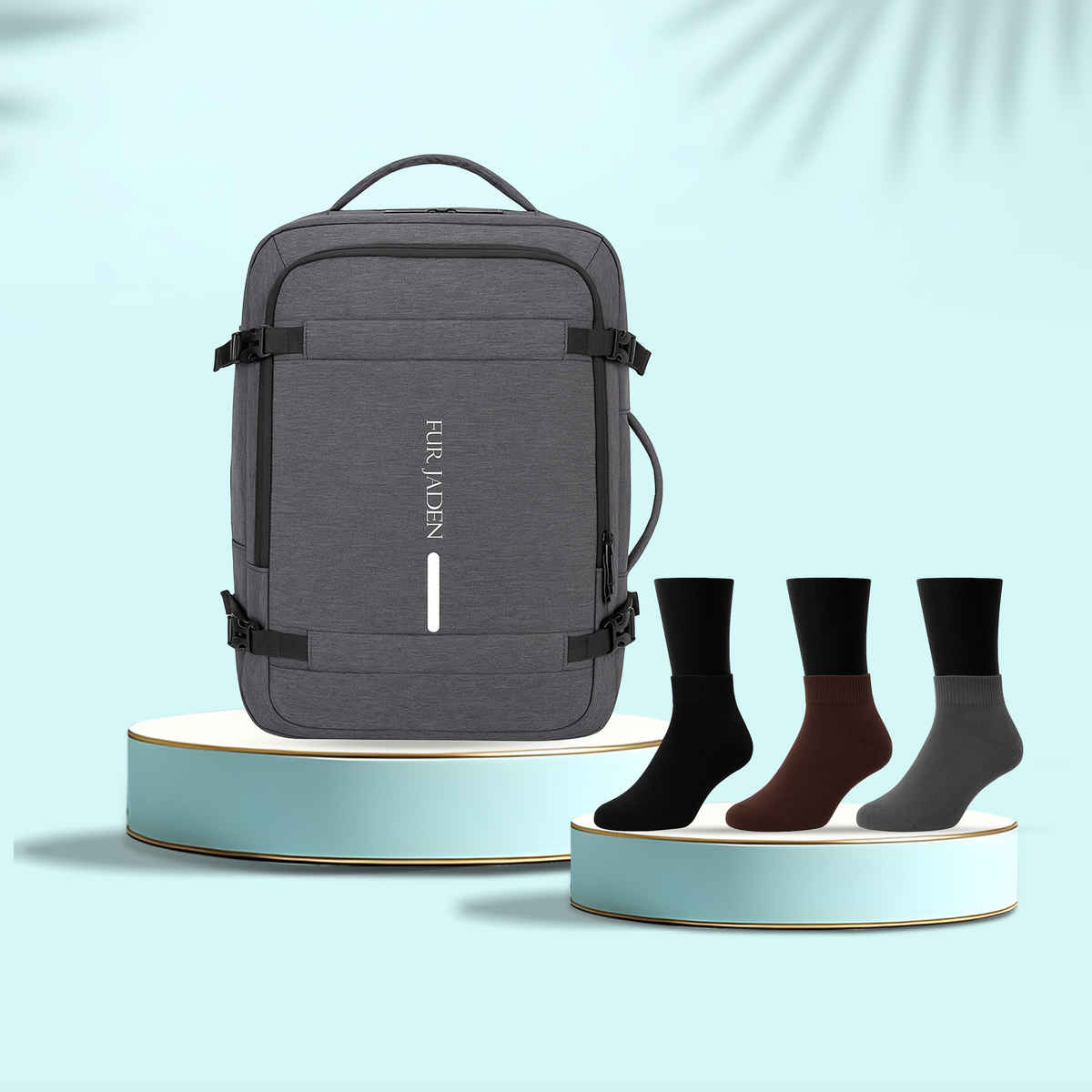 Mokobara Unisex Solid Polyester 30 L Silicon Grab Handle Backpack | Grey - 16 Inches (1pc) & One8 Men'S Cotton Ankle Length Socks | Multicolour - Free Size (1pc) Combo