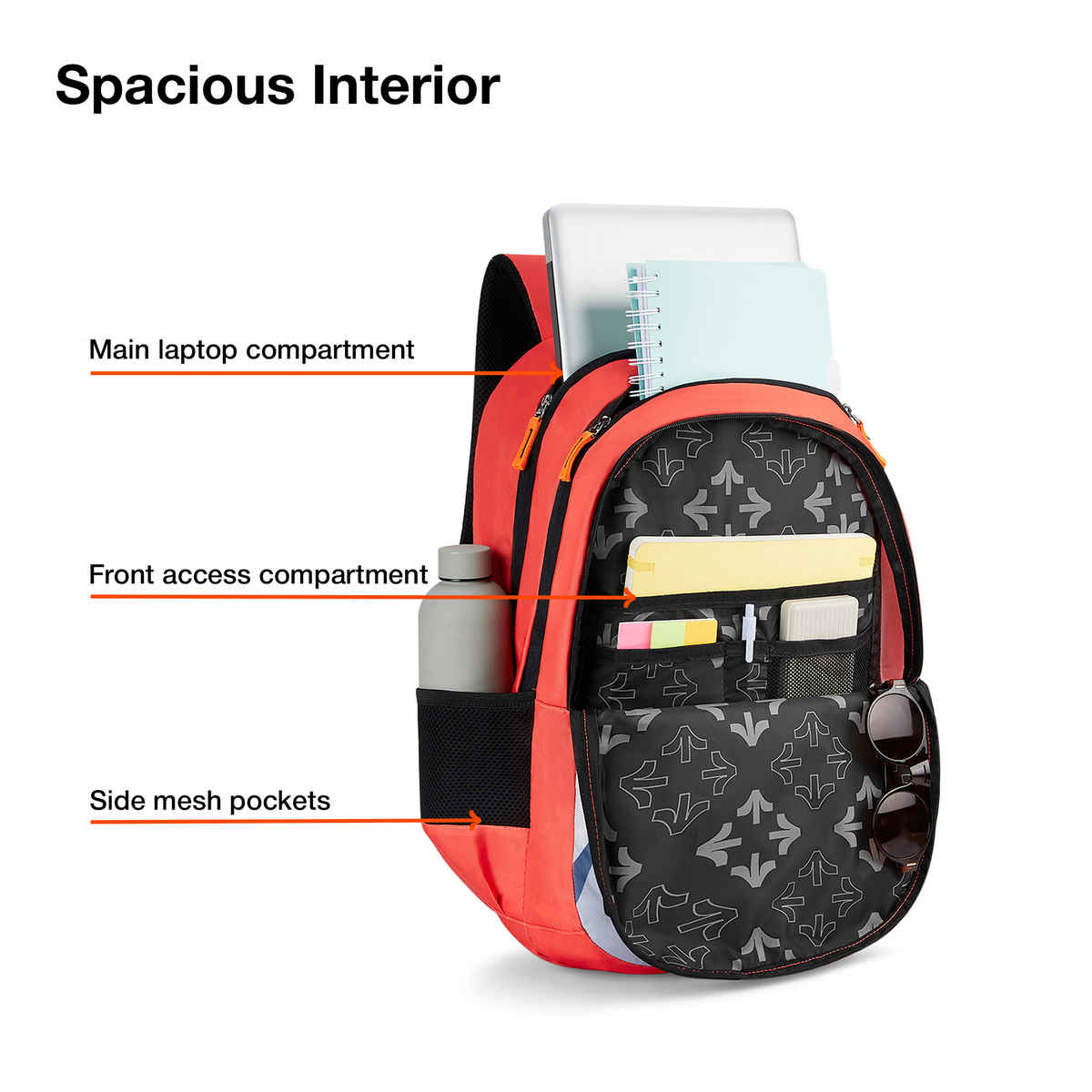 Nasher Miles Modern Polyester Laptop Backpack with Raincover & Front Organiser | Red - 45 L