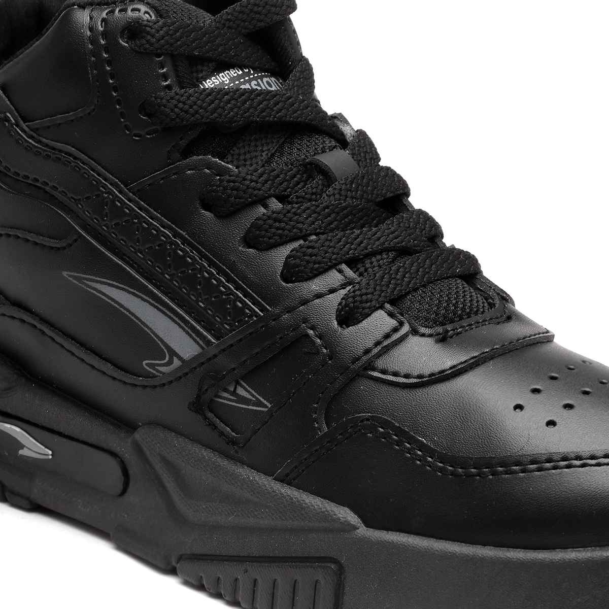 Asian Men s Mexico-11 Full Black Hightop Sneakers | UK-7