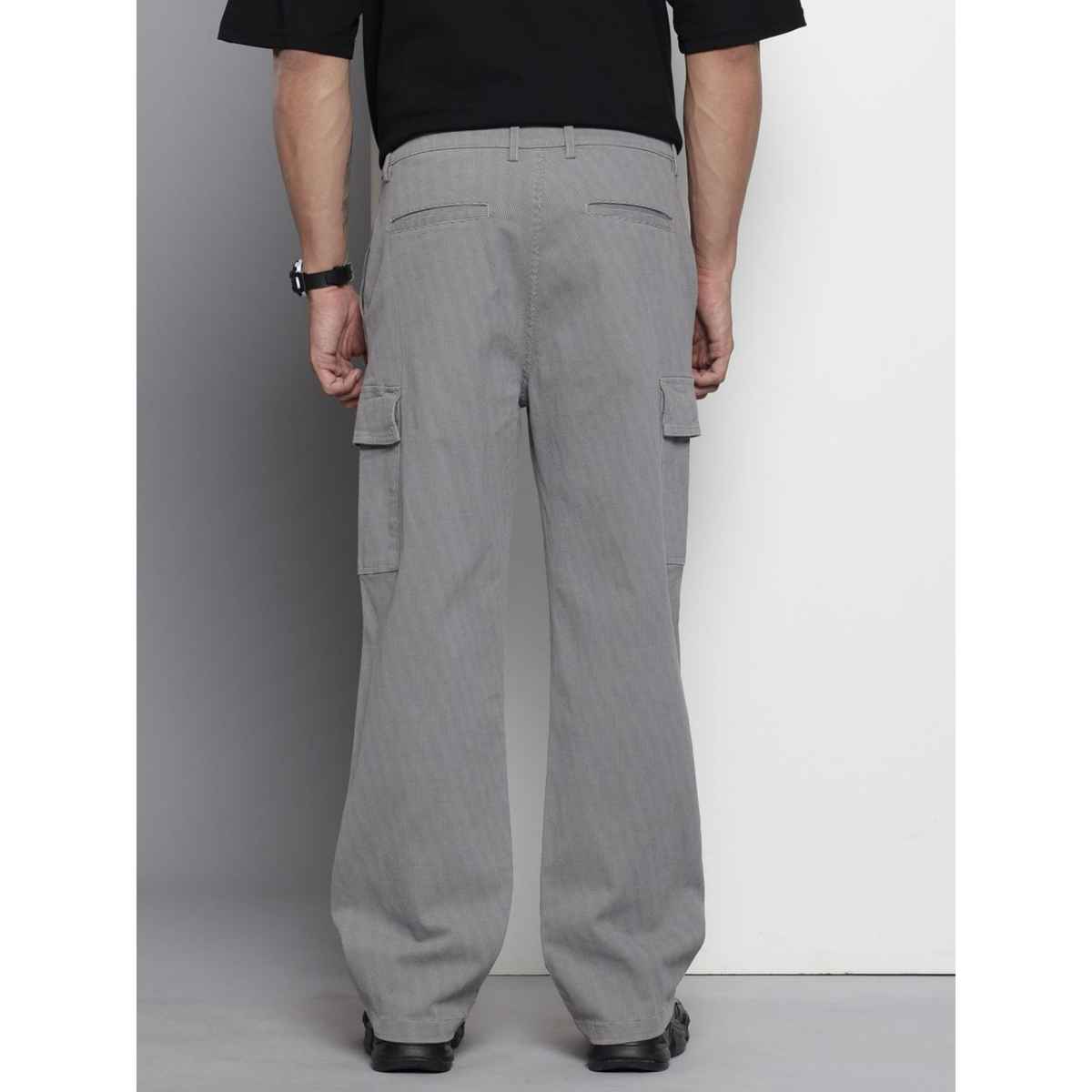 The Indian Garage Co Men's Relaxed Fit Solid Casual Trouser | Grey - 28