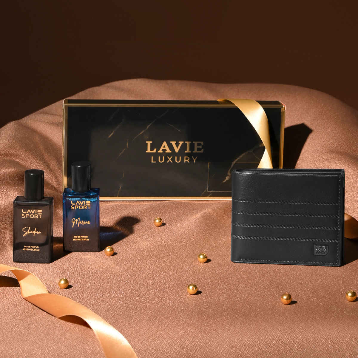 Lavie Men's Wallet with Two Premium Perfume Gift Set Box