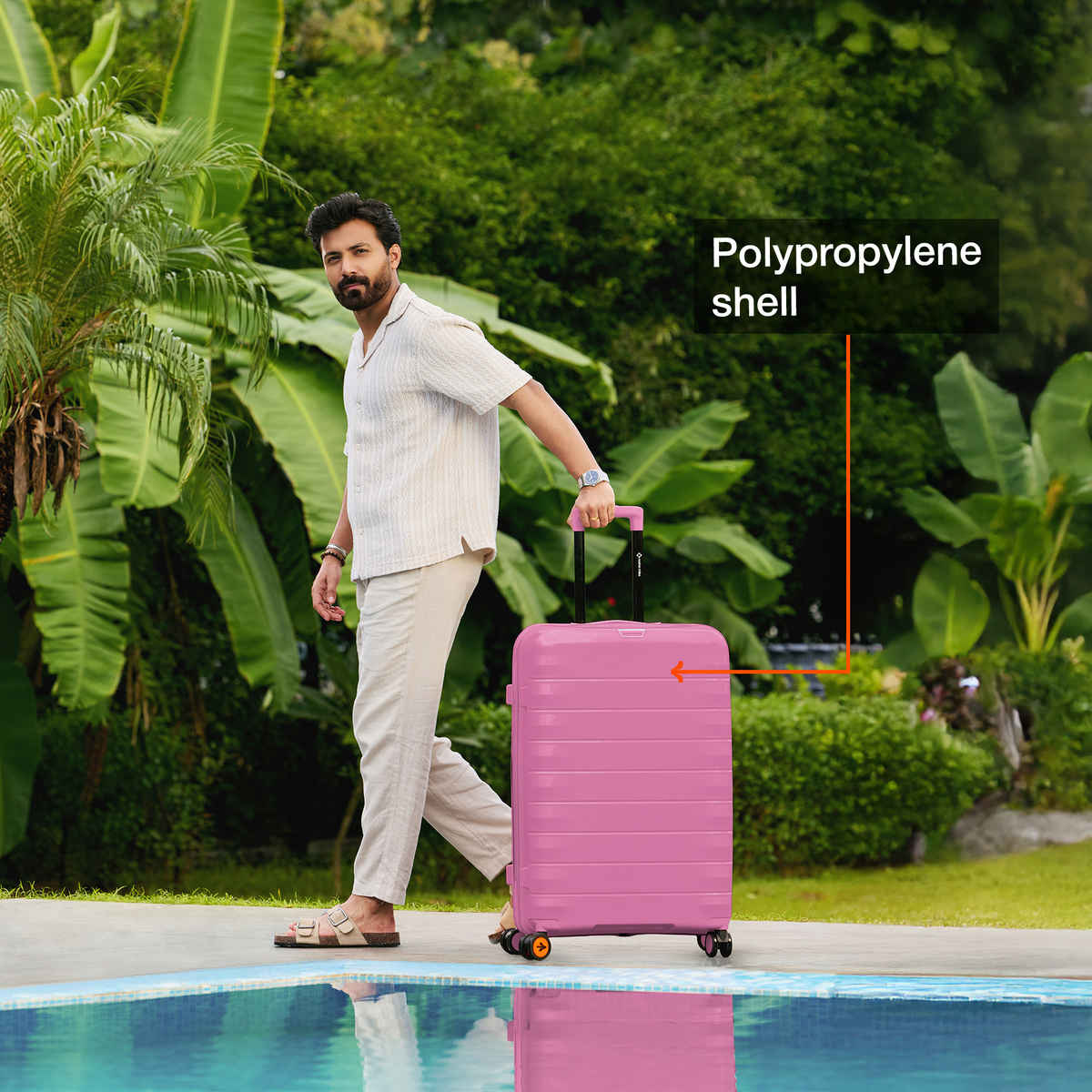 Nasher Miles Vienna Check-In Hardside Polypropylene 28 Inch-75 cm Trolley Bag- Pink