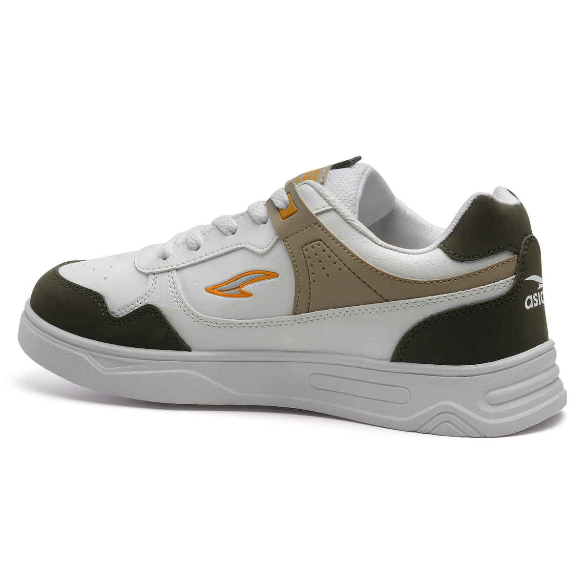 Asian Boston-01 Men Sneakers White-Mehandi-Beige (UK-8)