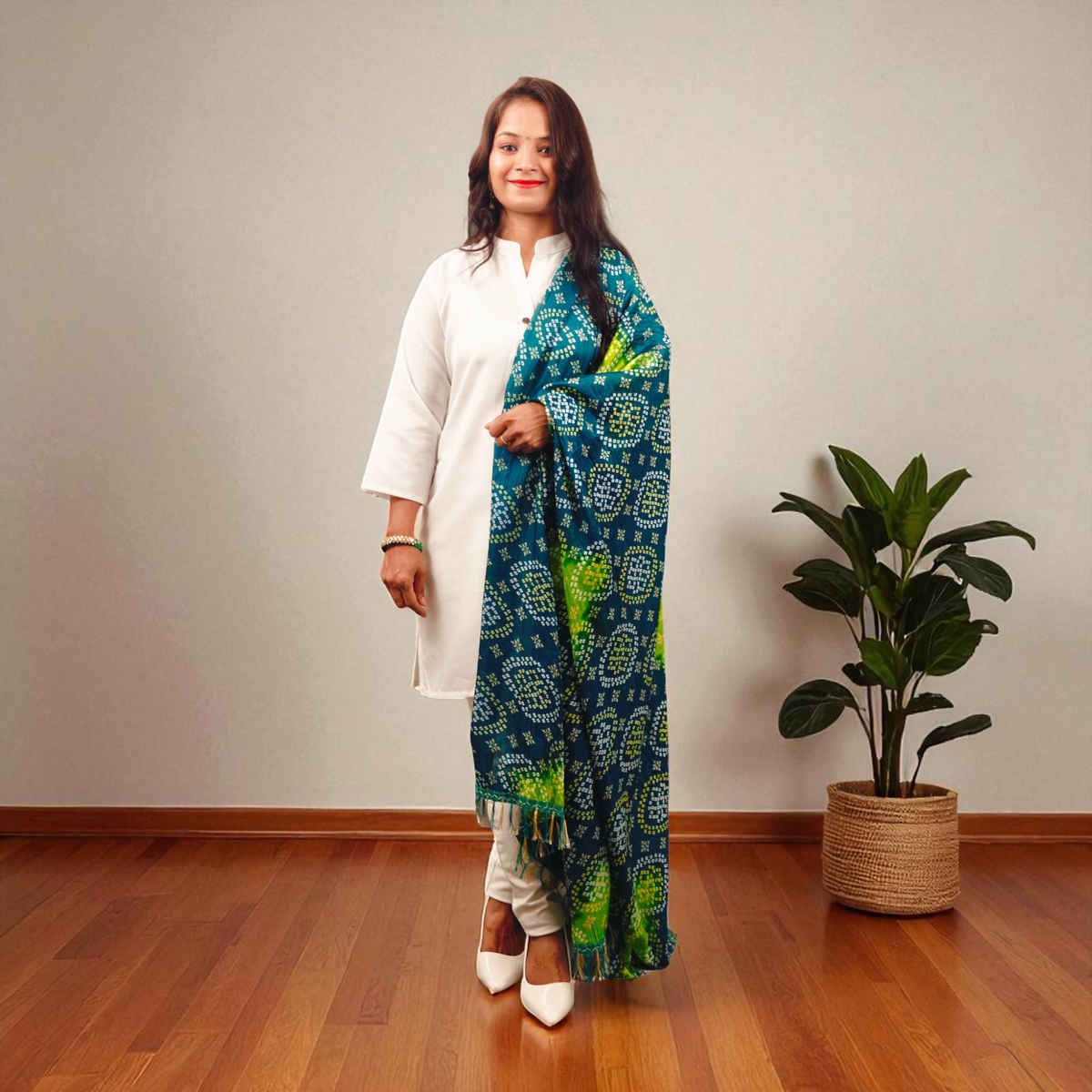 Light Blue Bandhini Dupatta | House of Festivals