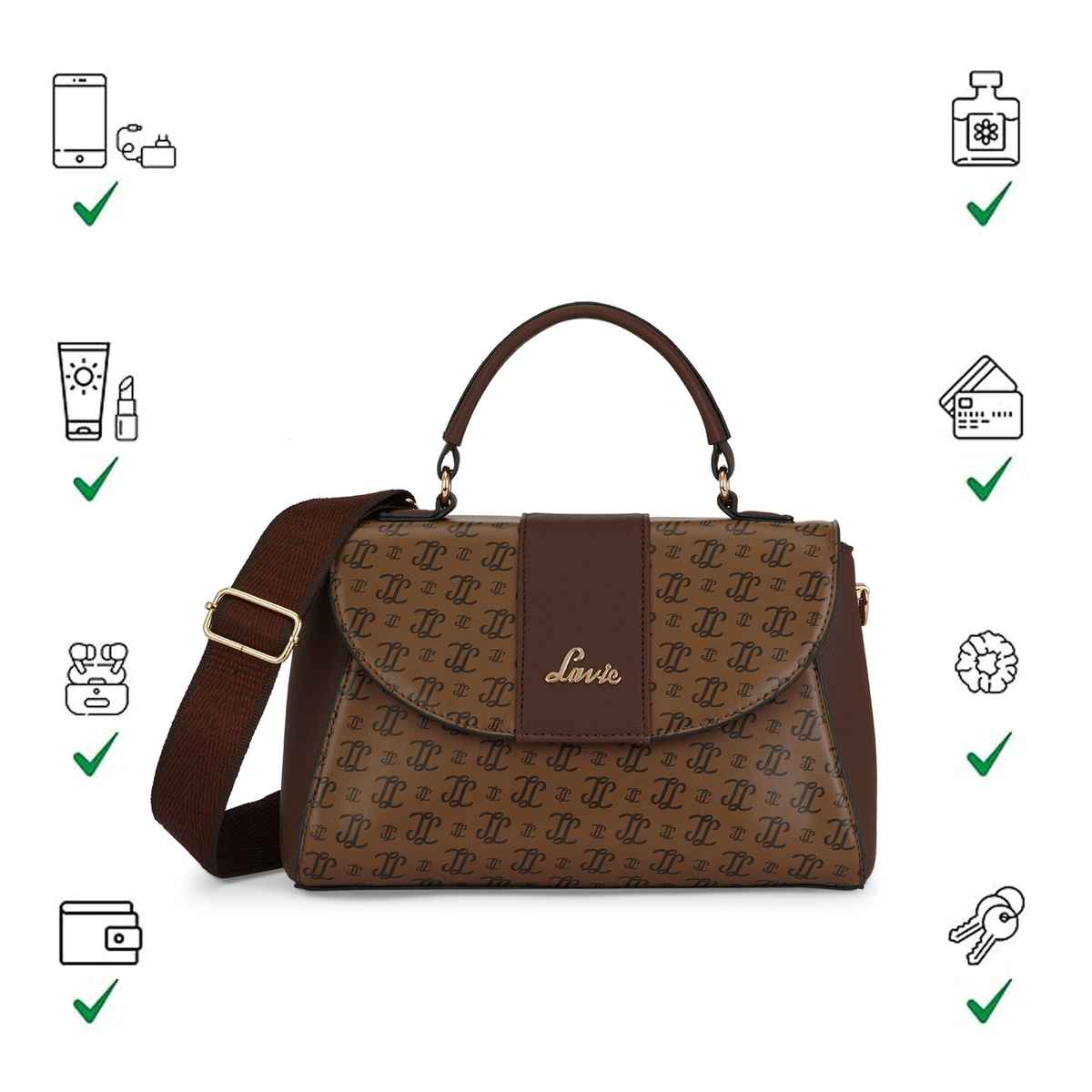 Lavie Women's Mono LL Becky Flap Satchel Handbag | Coffee