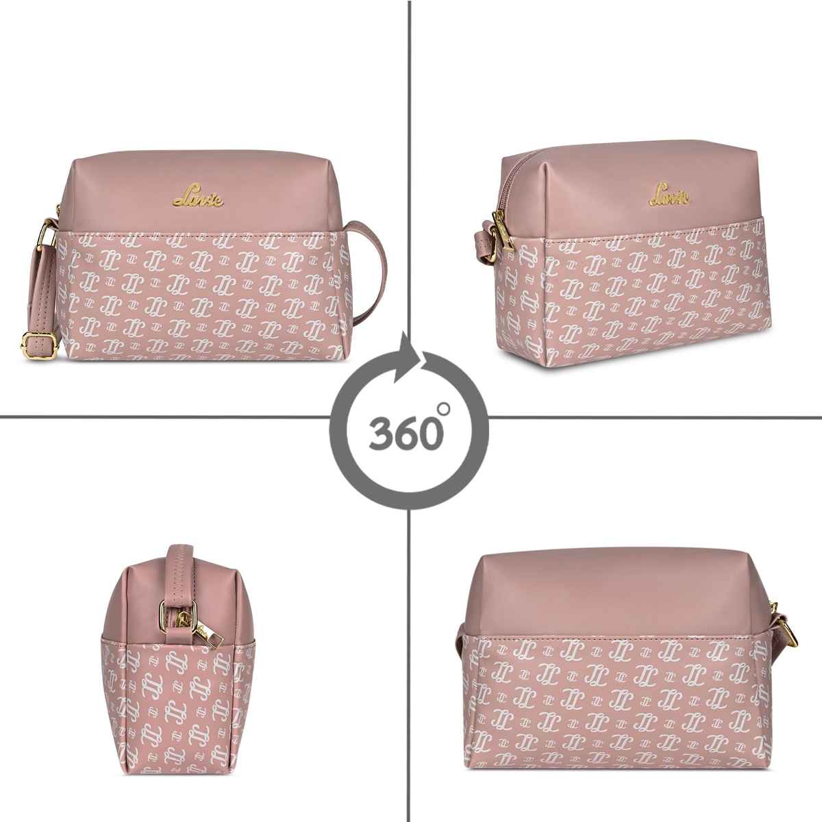 Lavie Women's Mono Ll Senna Box Crossbody Sling Bag | Ladies Purse Handbag | Pink