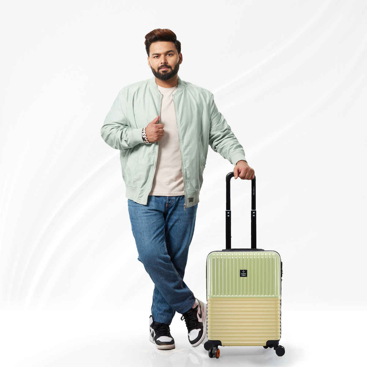 Nasher Miles Istanbul Cabin Hard-Sided ABS and PC Trolley Bag- 20 Inch - 55 cm- Green and Yellow