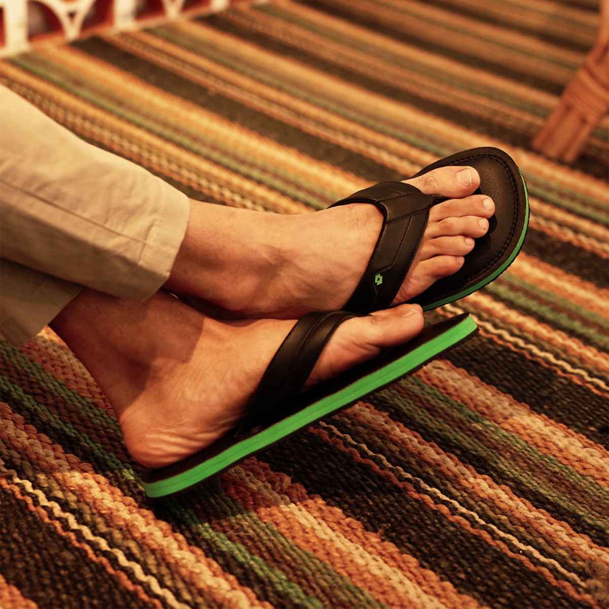 Lotto Men's Flip-Flops Spring Step | Green and Black - UK 9