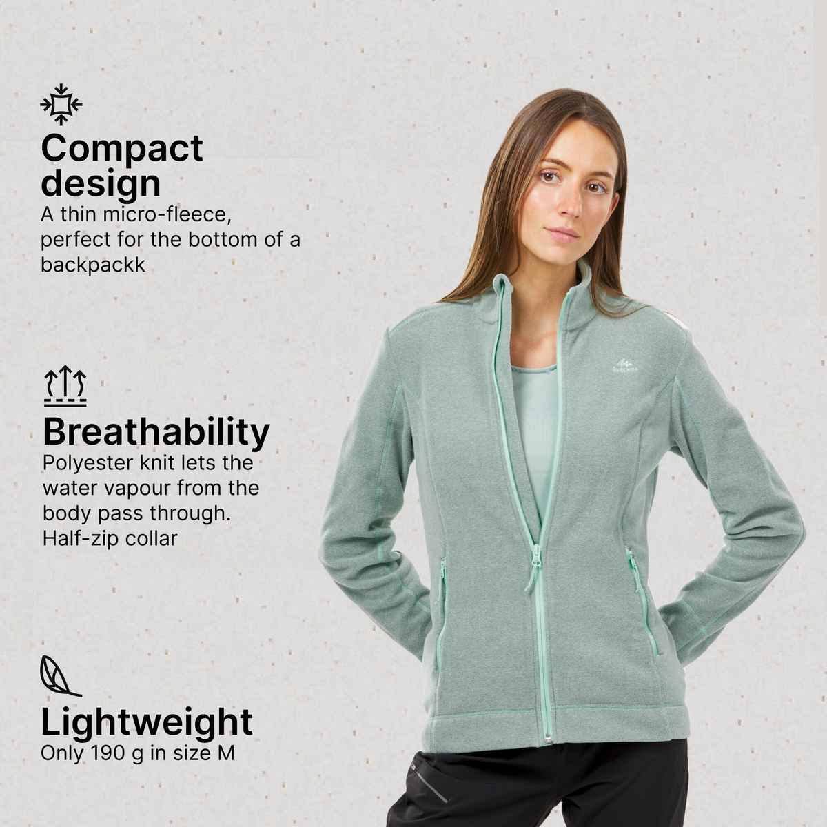 Decathlon | Quechua | Women's Full Zip Hiking Jacket Fleece | Mint - M