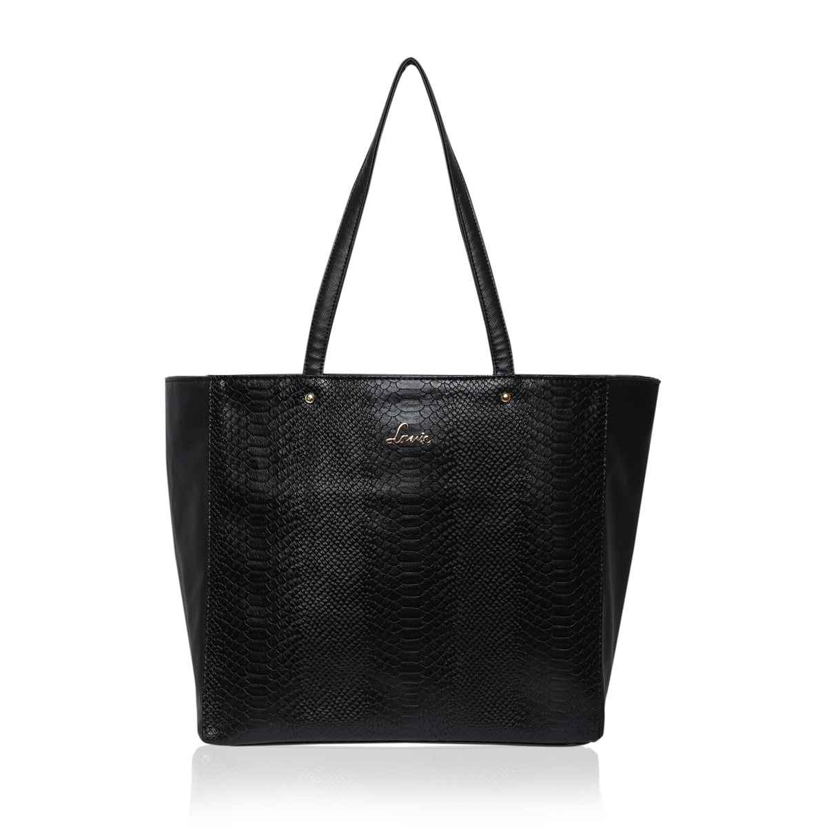 Lavie Women's Croc Nov Tote Handbag | Tote Bag For Work | Ladies purse | Shoulder Bag | Black