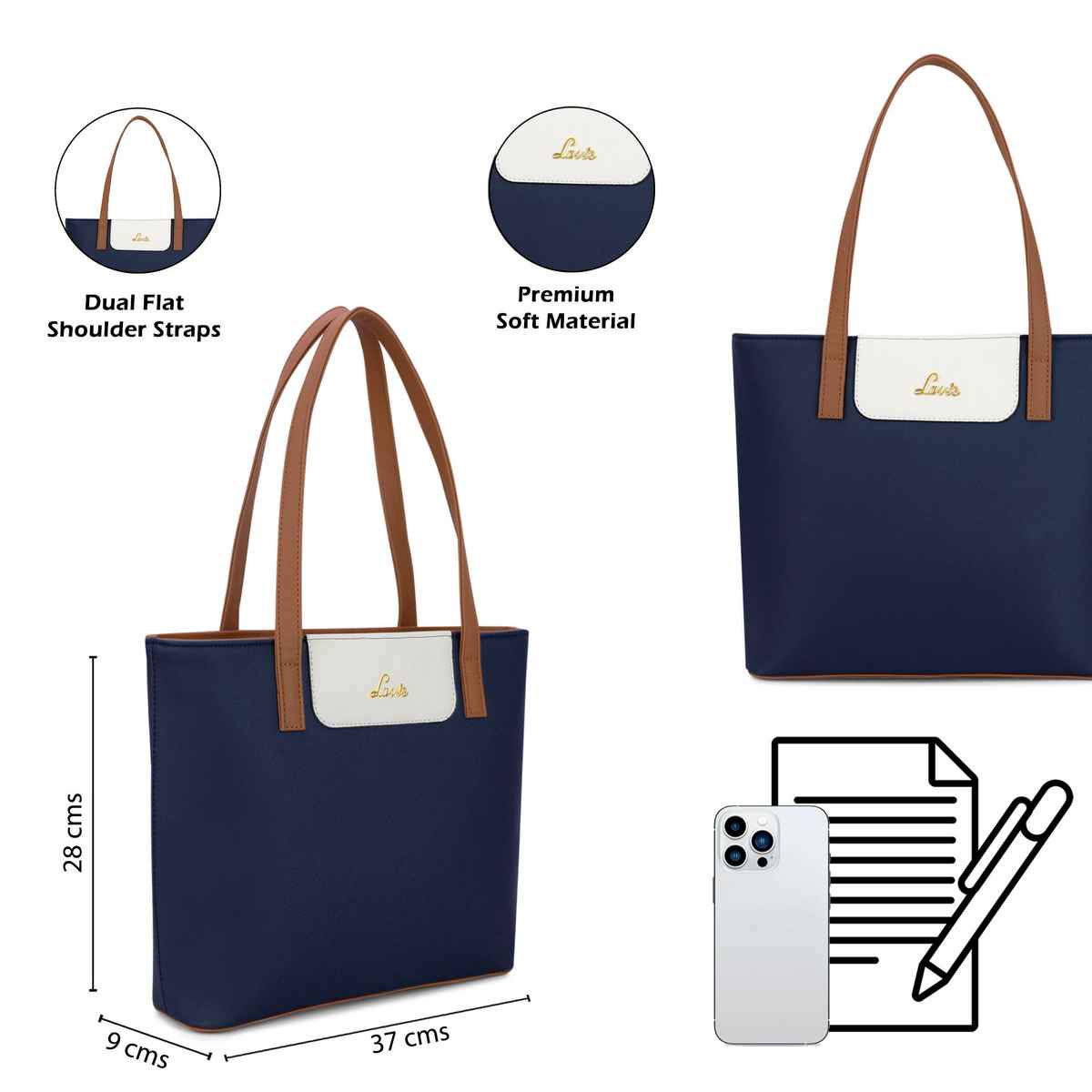 Lavie Women's Colourblock Jossie Tote Handbag | Navy Blue