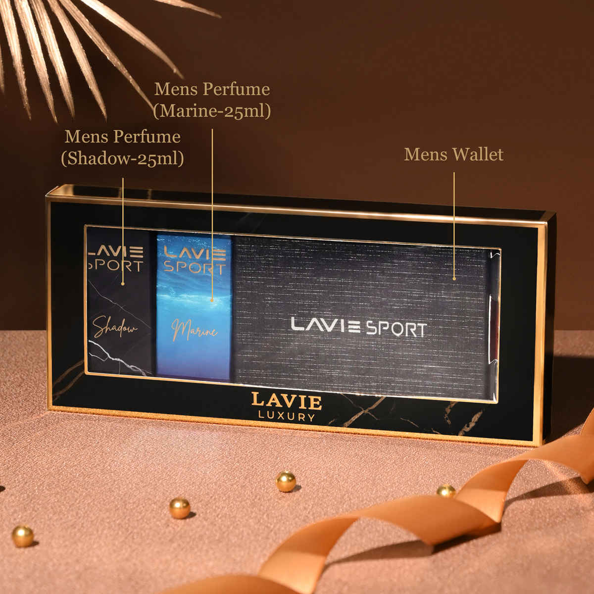 Lavie Men's Wallet with Two Premium Perfume Gift Set Box