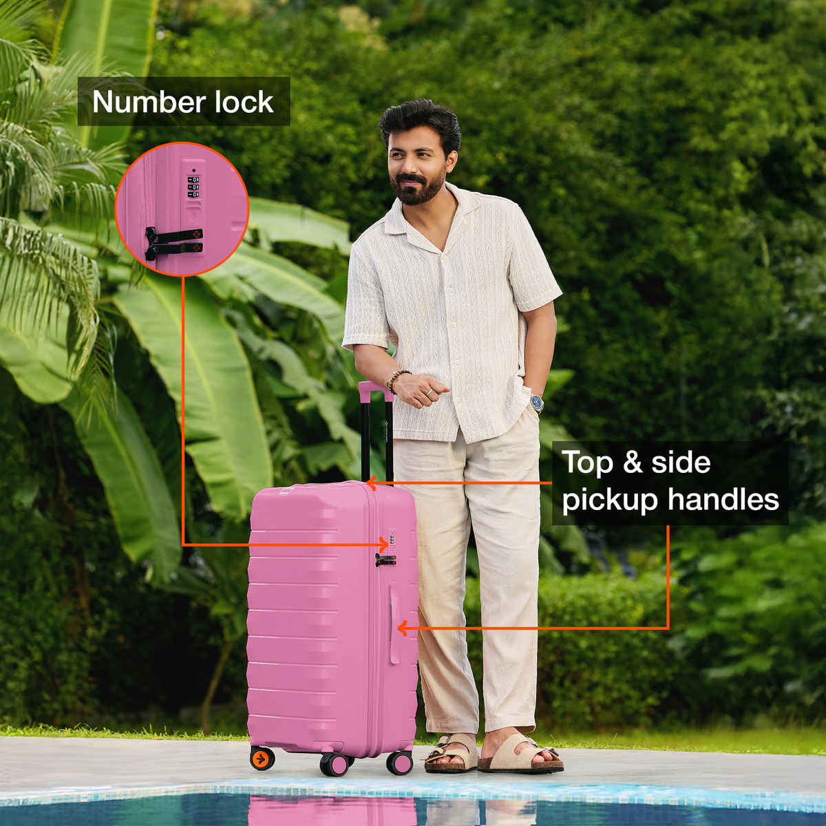 Nasher Miles Vienna Check-In Hardside Polypropylene 28 Inch-75 cm Trolley Bag- Pink