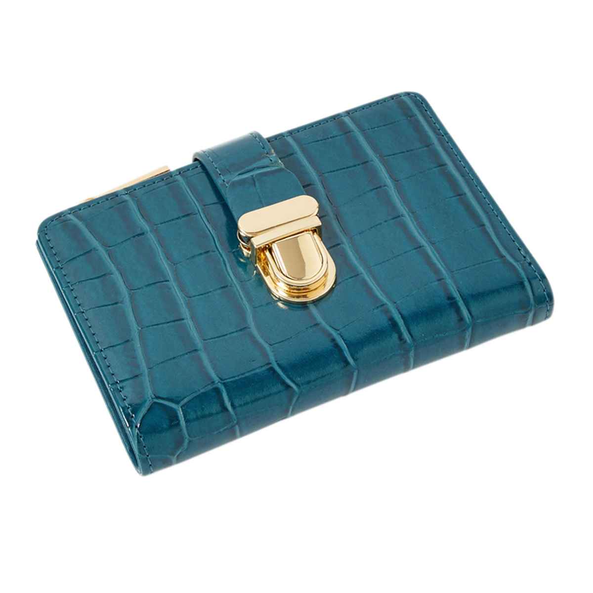 Accessorize London Croc Pushlock Wallet | 20 x 24 x 3 cm - Blue