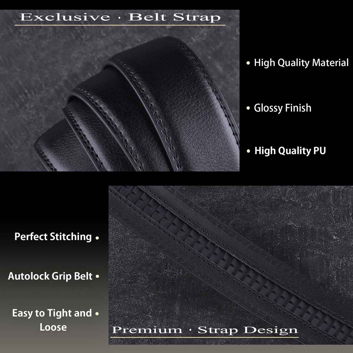 Zoro United Men's Solid Vegan Leather Belt | Black - One Size