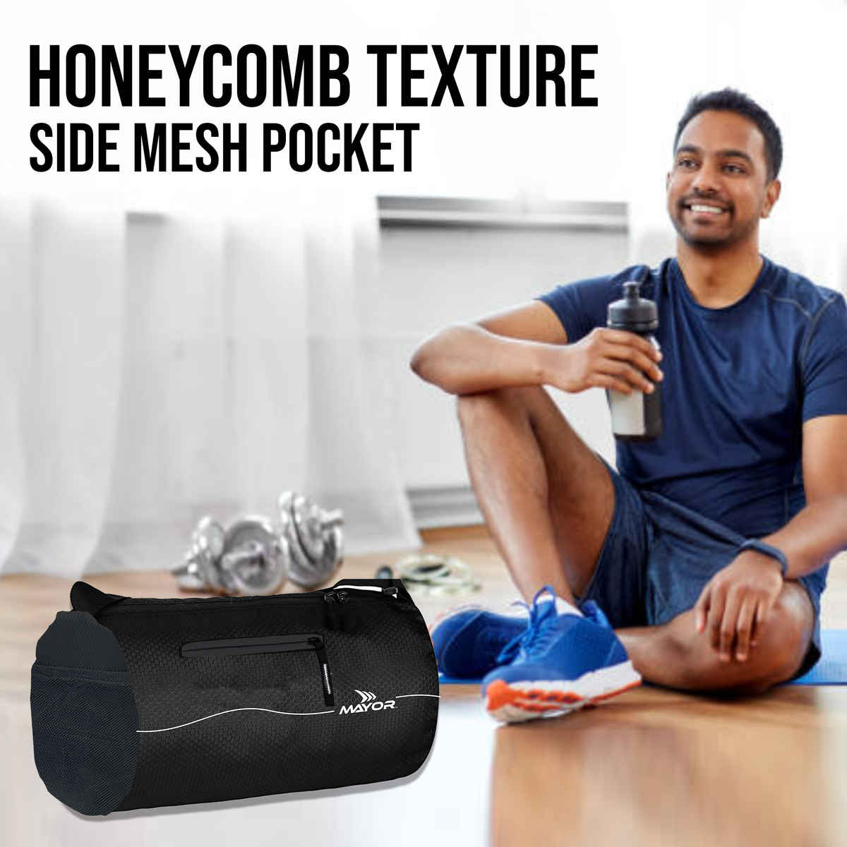 Mayor Prime Gym Bag with Side Pocket | Black | Kit Bag