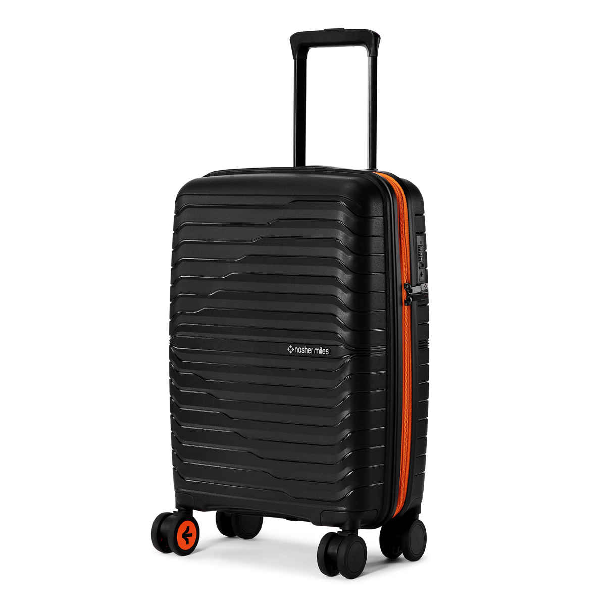 Nasher Miles Cairo Hard-Sided Polypropylene Cabin Luggage | Small | Black & Orange - 55 cm