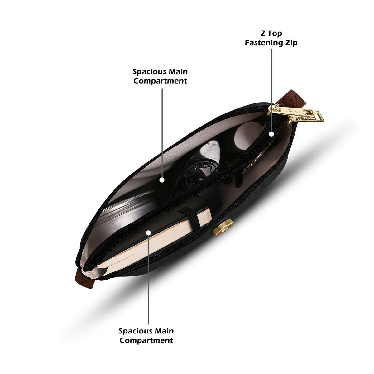 Lavie Women's Vero Flap Cross Body Sling Bag | Ladies Purse Handbag | Black