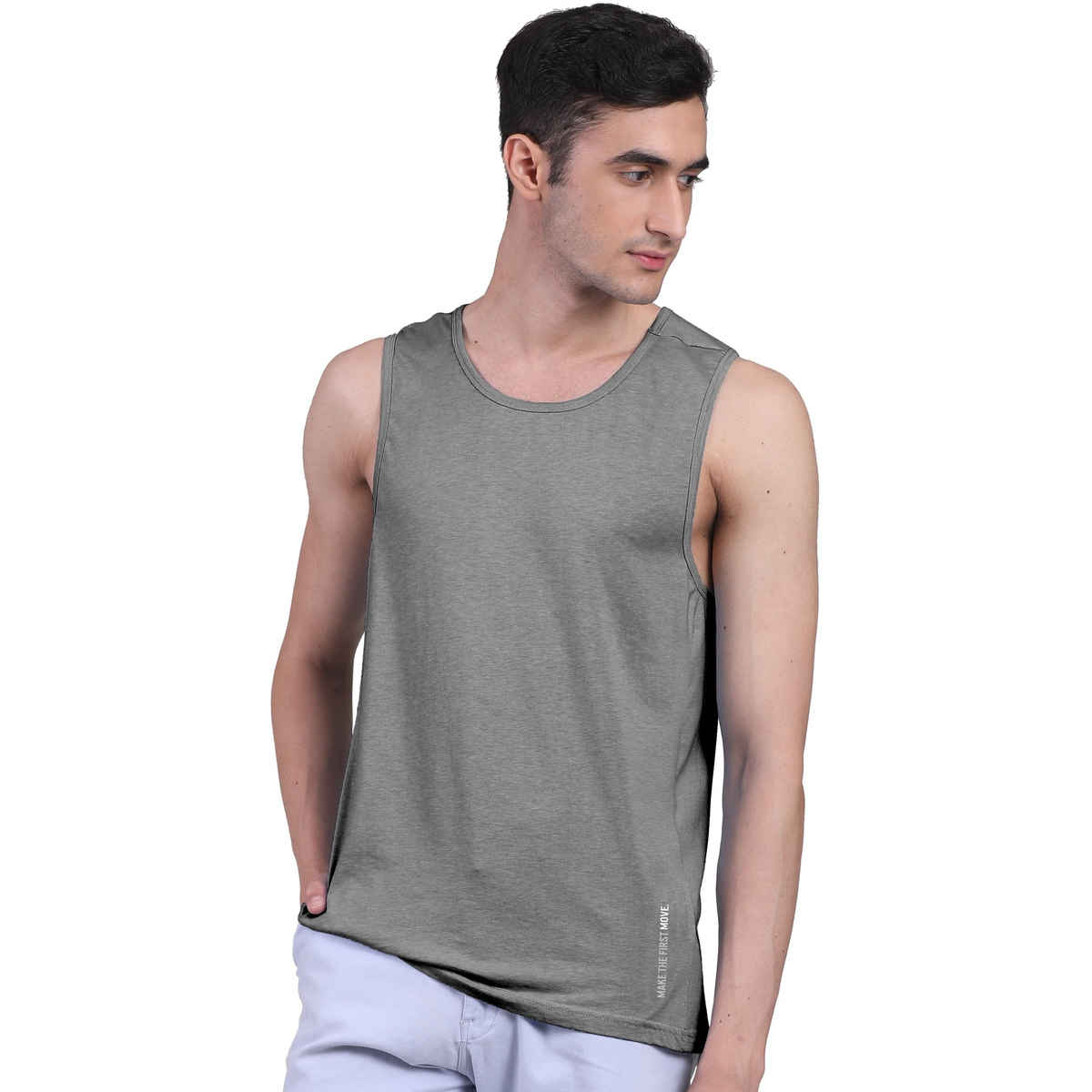 Freecultr Bamboo Men's Vest - L | Deep Neck | No Show Shoulder Strap | Ultra-Soft | Odor-Free | Longer Length