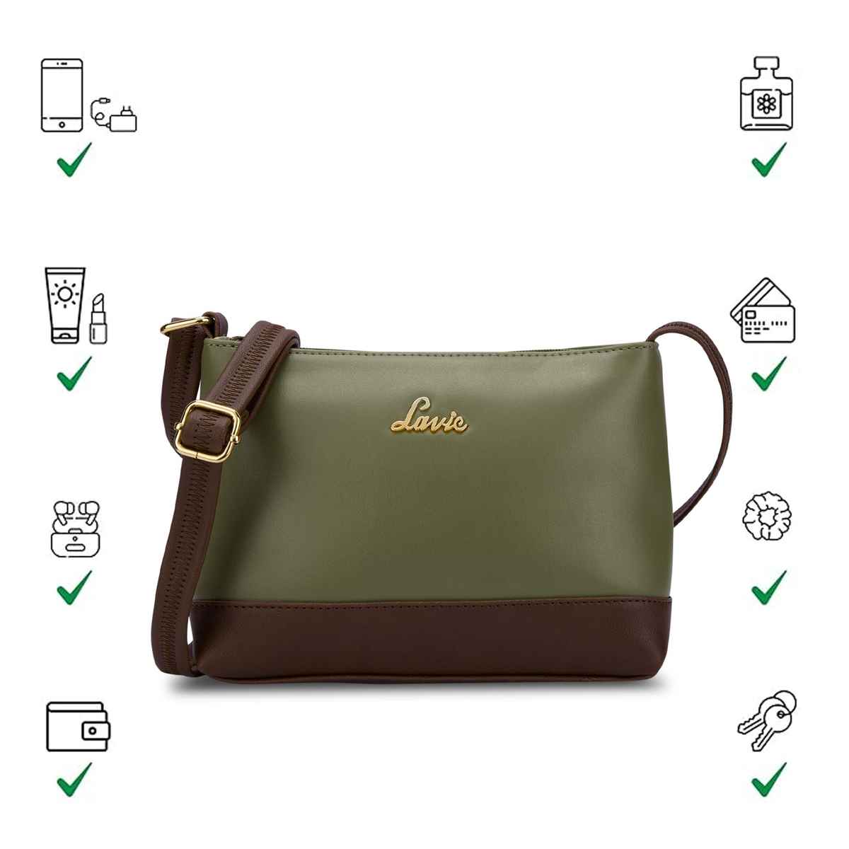 Lavie Women's Taya Cross Body Sling Bag | Ladies Purse Handbag | Olive