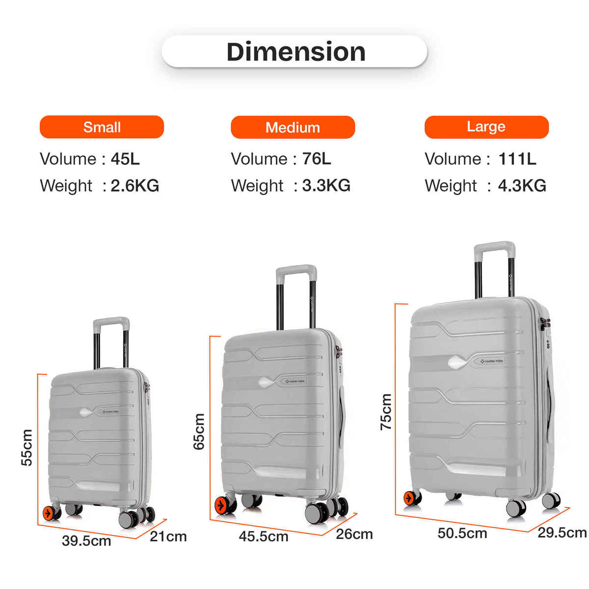 Nasher Miles Paris Cabin Hard Sided Polypropylene 20 Inch|55 cm Trolley Bag - Grey