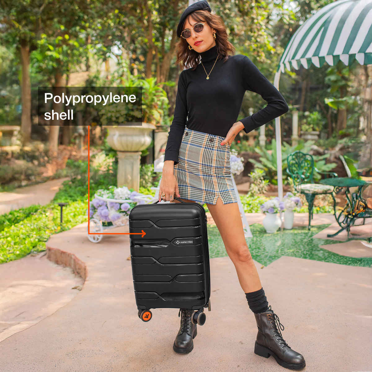 Nasher Miles Paris Cabin Hard-Sided Polypropylene Luggage- 20 Inch - 55 cm Trolley Bag- Black